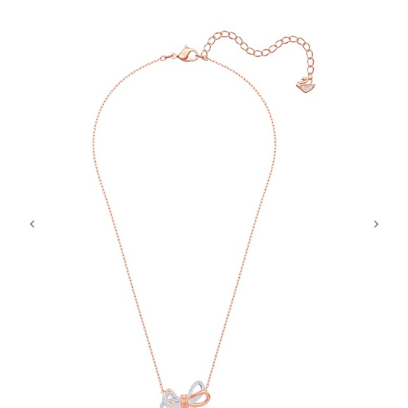Swarovski Lifelong Rose Gold and Silver Pavé Crystal Bow Necklace - Picture 4 of 7